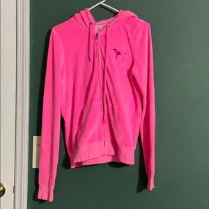 Pink velvet zip up